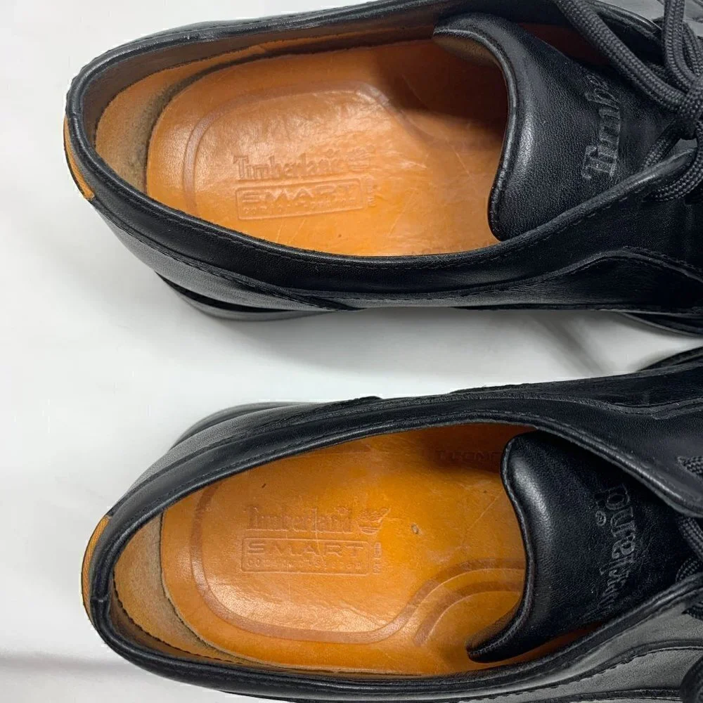 Timberland Men's Oxford Lace Up Shoes Black Leather size 9W